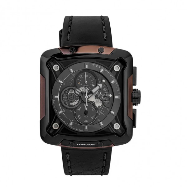 Alexandre Christie AC 3039 Bronze Black Leather Man MCLZBBA